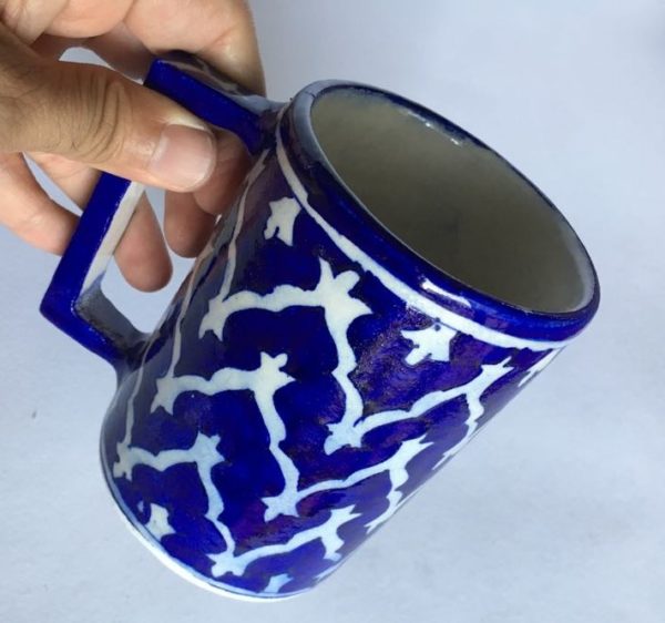 blue pottery mug