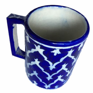 blue pottery mug