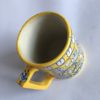 Blue Pottery BEER MUG in Yellow color with leaf like pattern in white. - Image 2