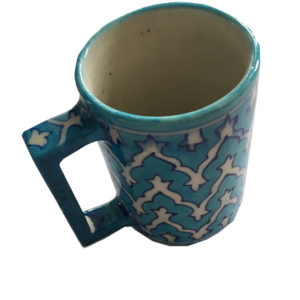 blue pottery beer mug