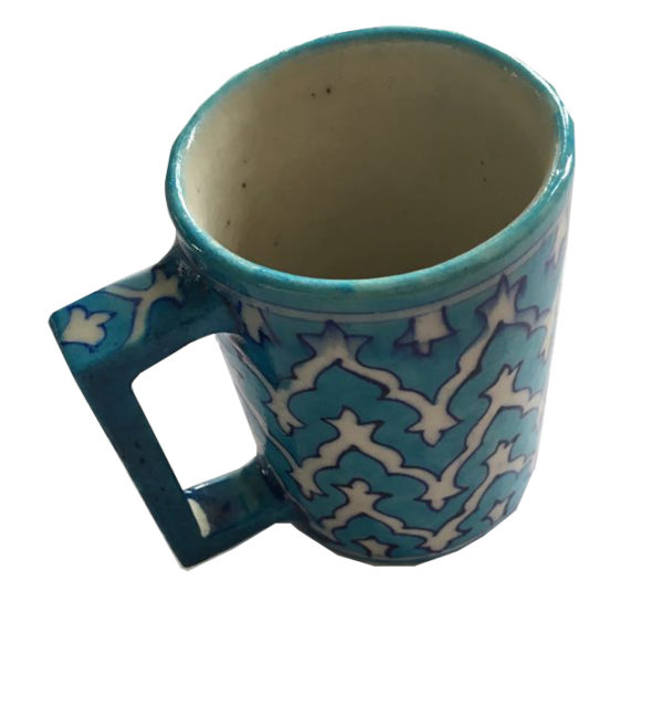 blue pottery beer mug