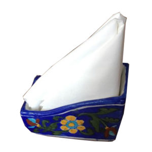 blue pottery napkin holder