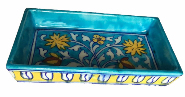 blue pottery platter