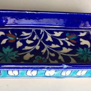 blue pottery tray