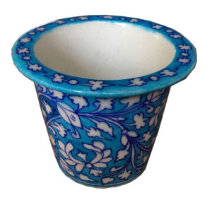 blue pottery plant pot