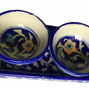 blue pottery tray