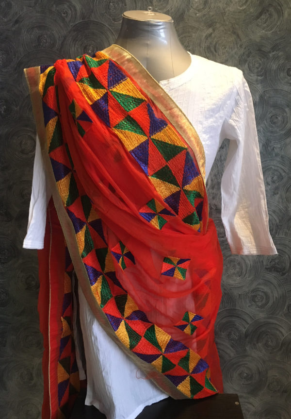 red phulkari dupatta