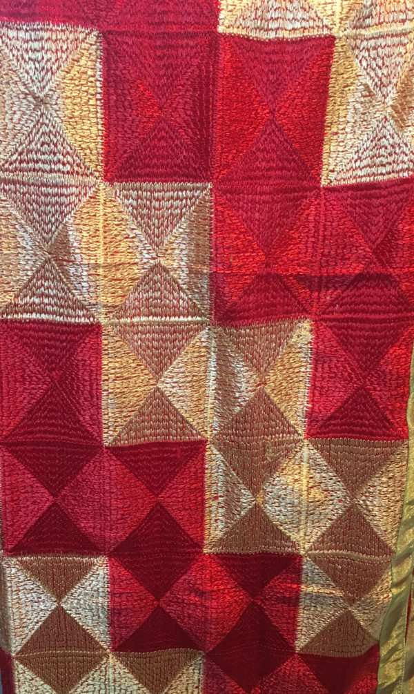 Phulkari Dupatta golden red