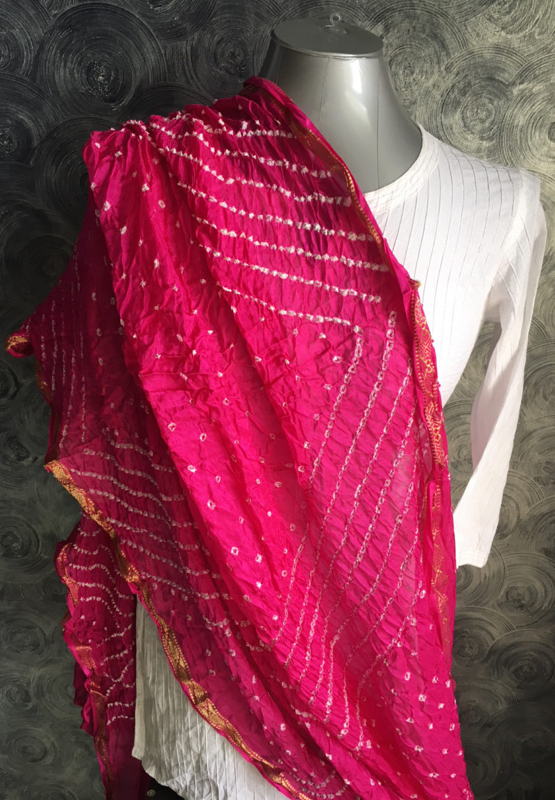 Bandhani Dupatta, Salmon pink Red Color , Tie-dye Patterns