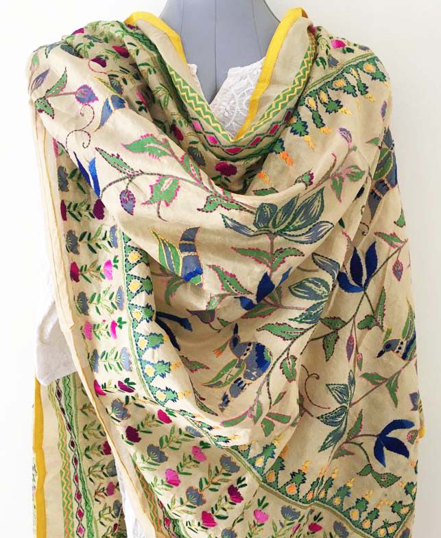 Hand Embroidered kalamkari cotton dupatta, Original Products