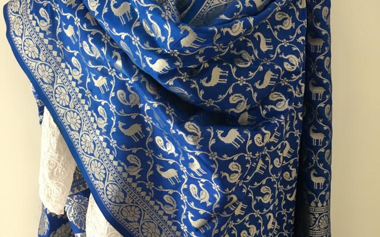 blue banarasi dupatta