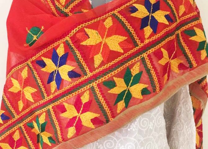 red phulkari dupatta