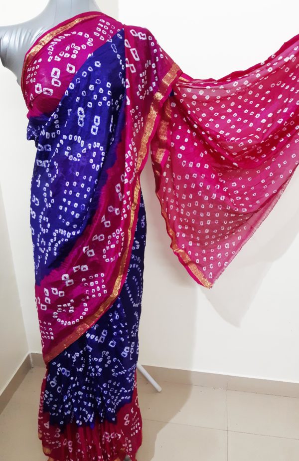 pink bandhani saree