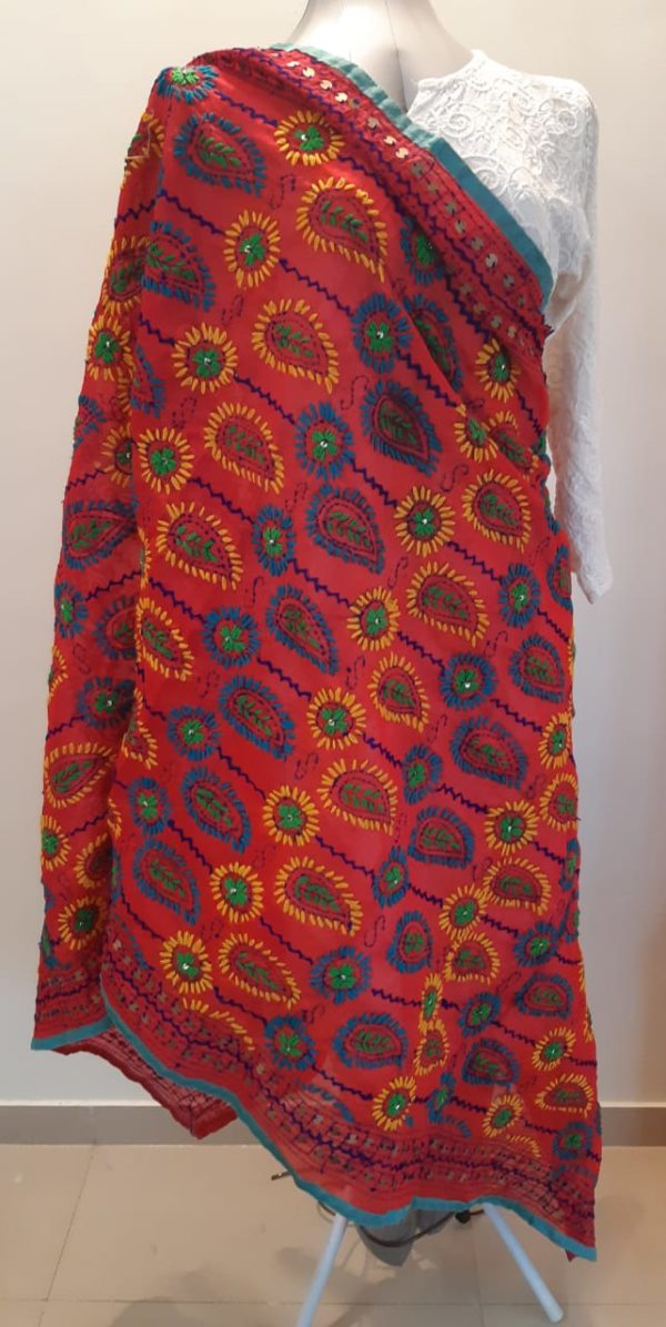 red phulkari dupatta