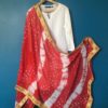 White red leheria Dupatta