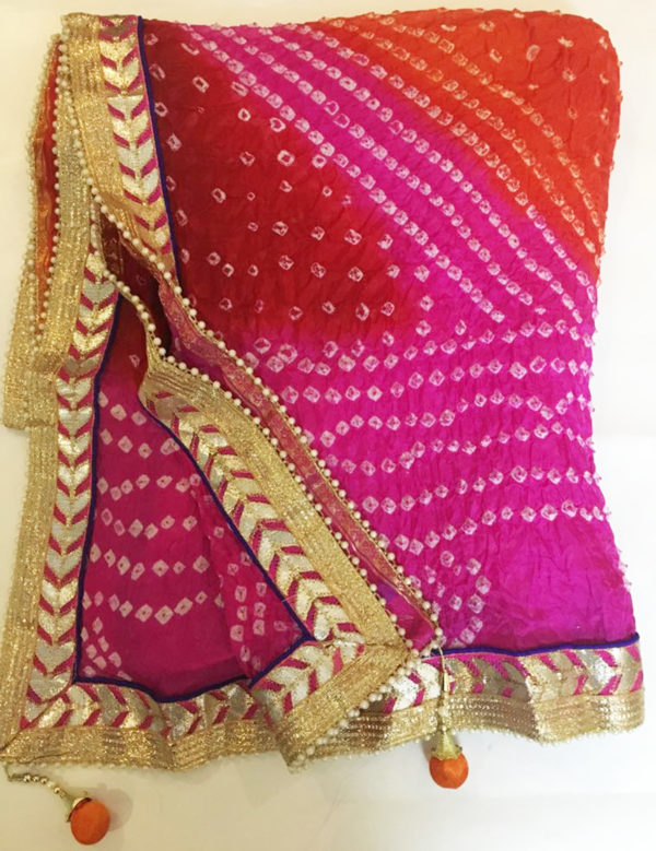 baby pink bandhani dupatta