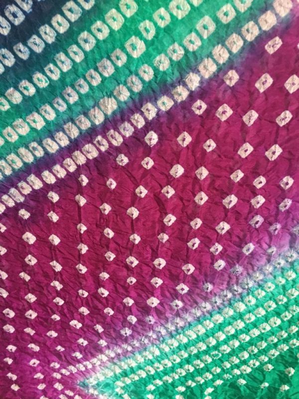 Bandhani Dupatta, Green and pink Color , Tie-dye Patterns