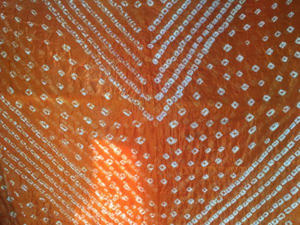 orange bandhani dupatta with jari border