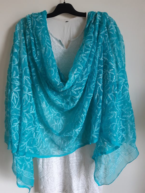 blue chikankari dupatta