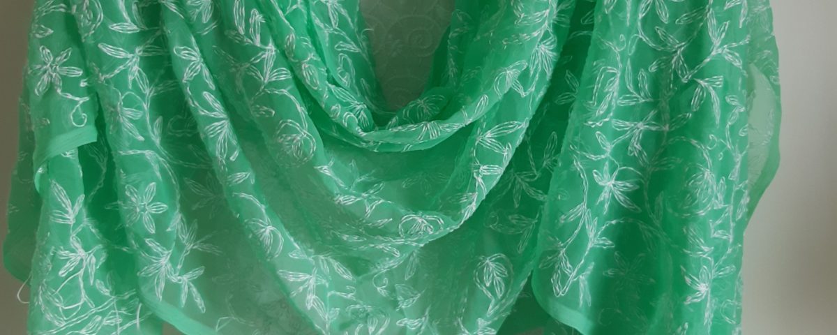 dark green chikankari dupatta